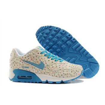 Nike Air Max 90 Womens Shoes Online Light Gray Flower Blue Sky Factory Outlet